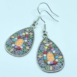 Colorful Boho Enamel Dangle Earrings​